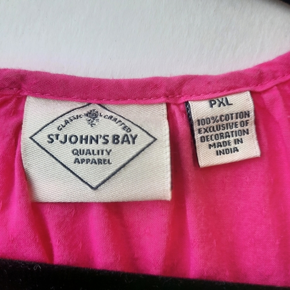 St. John's Bay | Pink Embroidered Blouse, Petite XL | BARBIECORE - Picture 6 of 8